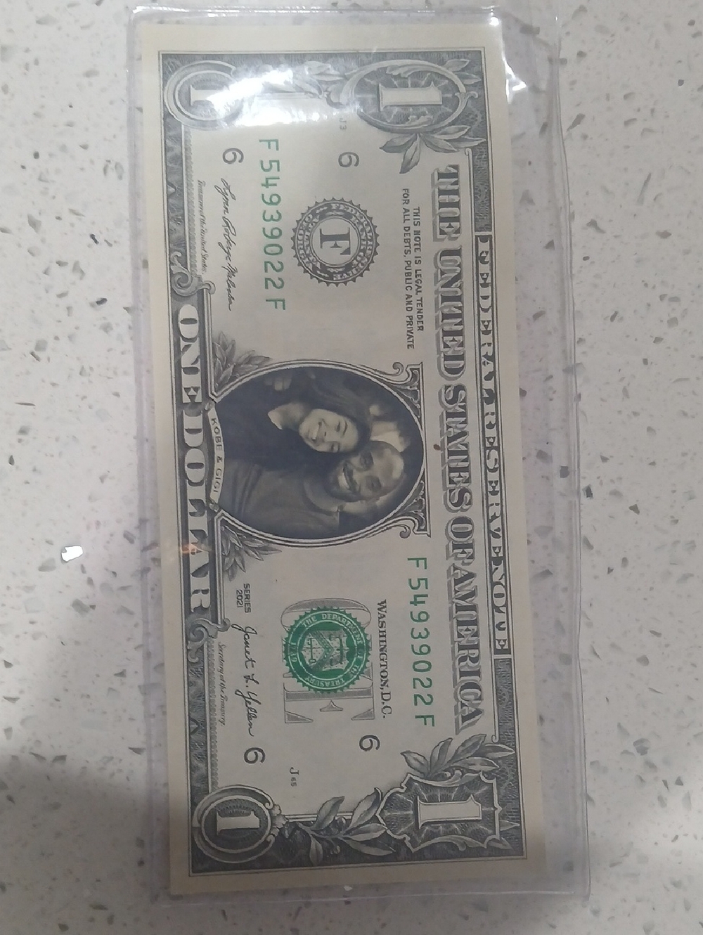 Kobe &GiGi One Dollar Bill - Green and White